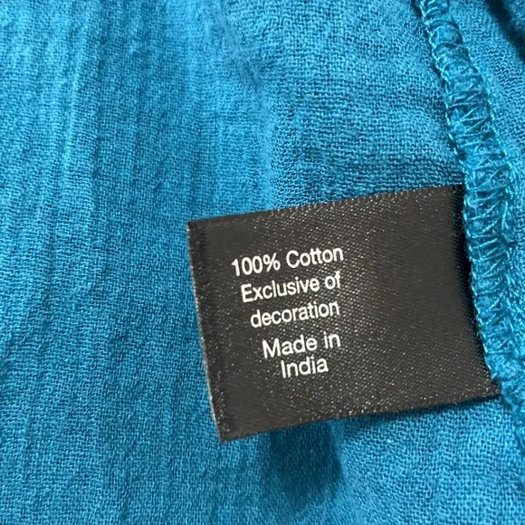 Lane Bryant Teal 22/24 Women’s Boho Off Shoulder Peasant Top Eyelet Flowy - Picture 10 of 13